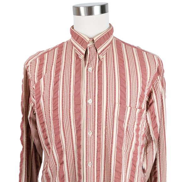 Hugo Boss Other - Hugo Boss Men's L Vintage Burgendy Striped Button Down Shirt